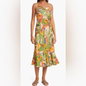 NWT Farm Rio Macaw Leaves Side Knot Dress